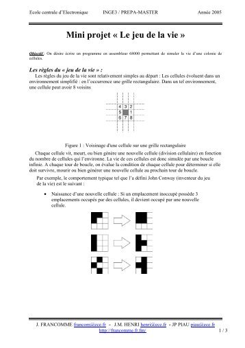 Mini projet Â« Le jeu de la vie Â» - Bienvenue sur la page de Jack - Free