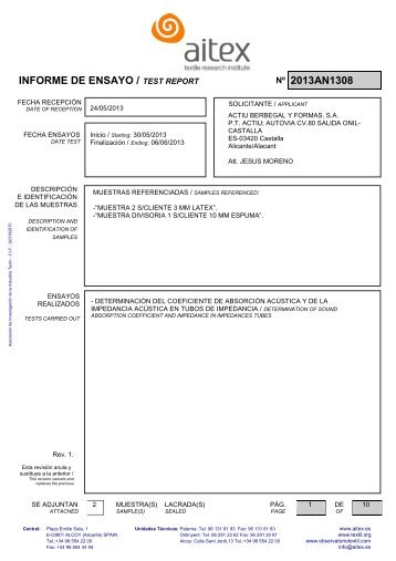 informe de ensayo / test report - Actiu