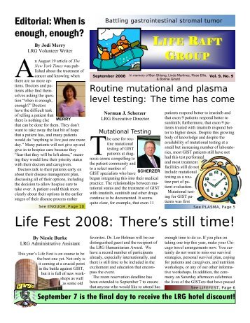 September 2008 newsletter - The Life Raft Group