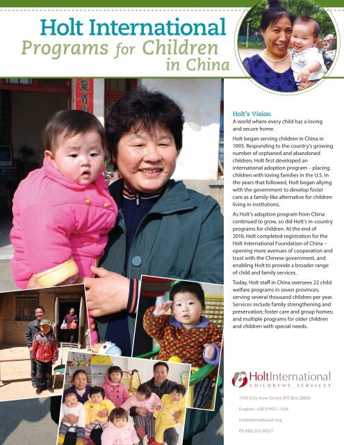 a downloadable PDF of the China Program flyer - Holt International