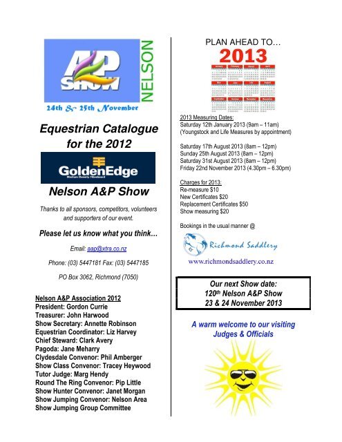Equestrian Catalogue For The 2012 Nelson A P Show