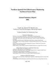 2001 Annual Summary Report, Northern Spotted Owl Monitoring