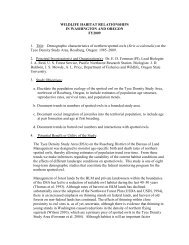 Demographic characteristics of northern spotted owls in the ...