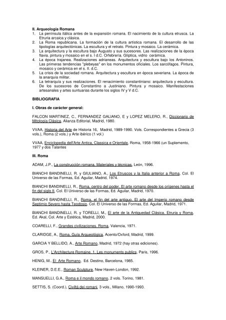 II. Arqueología Romana 1. La península itálica antes de la ...