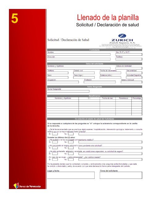 GUIA de llenado Planilla SEGURO VIT - Banco de Venezuela