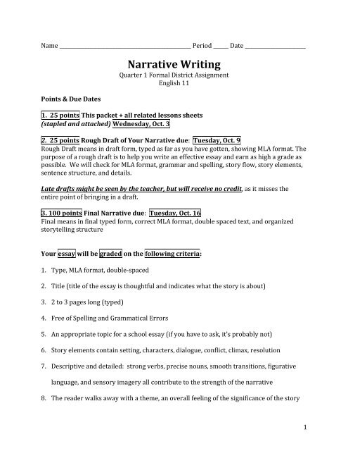 Narrative Writing - Borah High School