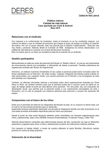 Calidad de Vida Laboral PÃºblico interno Calidad de vida ... - Deres