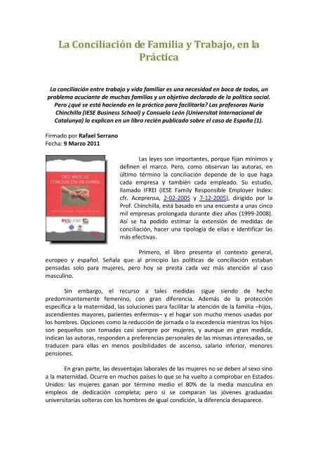 La conciliaciÃ³n de familia y trabajo, en la prÃ¡ctica - Valores