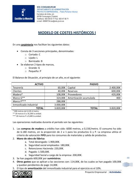 modelo de costes histÃ³ricos i - PROYECTO EMPRESARIAL 2.0 ...