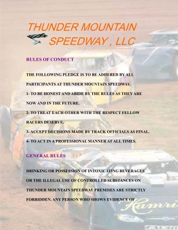 General Rules - Thunder Mountain Speedway