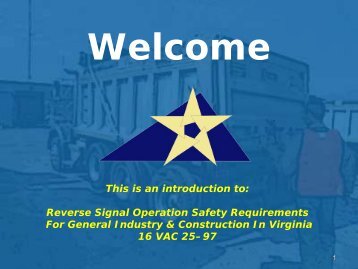 VDLI Reverse Signal Alarms - Virginia Department of Labor and ...