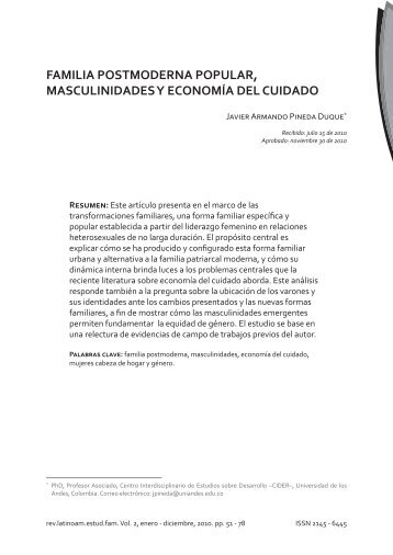 familia postmoderna popular, masculinidades y economÃ­a del cuidado