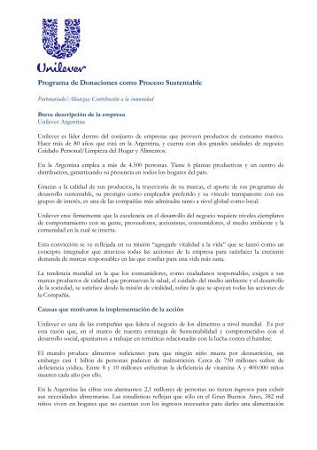 Unilever - Programa de Donaciones como Proceso Sustentable