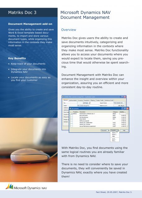 Microsoft Dynamics NAV Document Management Matriks Doc 3