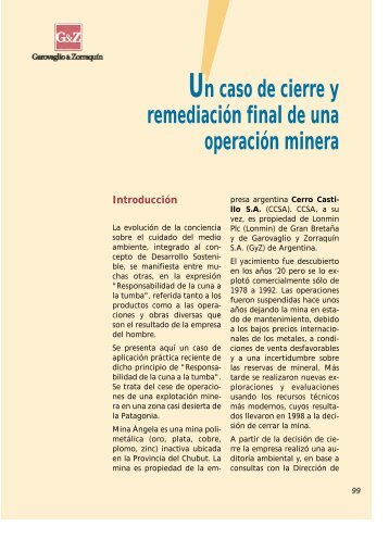 Un caso de cierre y remediaciÃ³n final de una operaciÃ³n minera