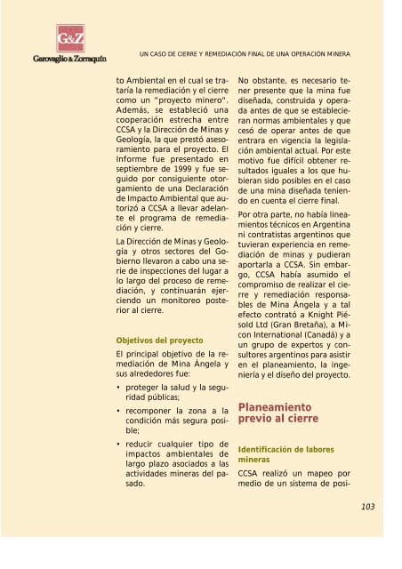 Un caso de cierre y remediaciÃ³n final de una operaciÃ³n minera