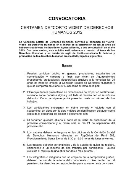 CONVOCATORIA - ComisiÃ³n Estatal de Derechos Humanos de ...