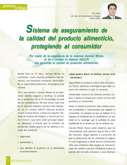 Sistema de aseguramiento de la calidad del producto alimenticio ...