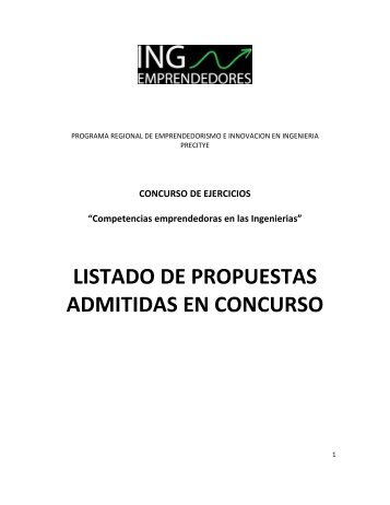 listado de propuestas admitidas - ING Emprendedores