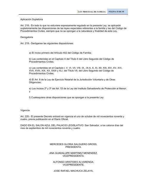 ley procesal de familia - ProcuradurÃ­a General de la RepÃºblica de El ...