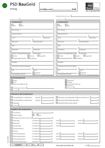Antrag PSD BauGeld Neukunden - PSD Bank München eG