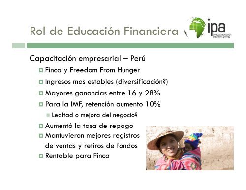 Evaluación de Impacto en Microfinanzas: Metodología y ... - precesam