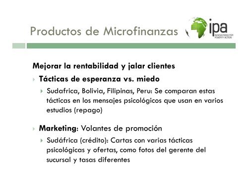 Evaluación de Impacto en Microfinanzas: Metodología y ... - precesam