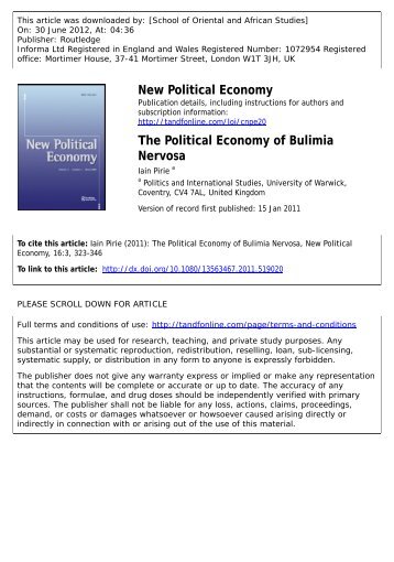 The Political Economy of Bulimia Nervosa