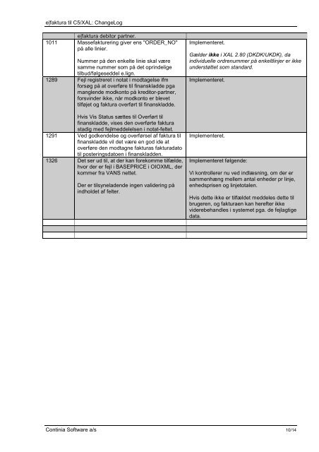 C5/XAL: ChangeLog - Continia