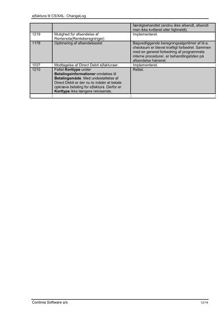 C5/XAL: ChangeLog - Continia