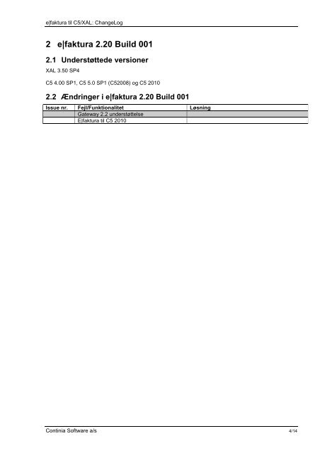 C5/XAL: ChangeLog - Continia