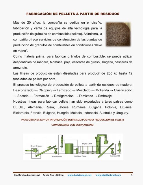 fabricaciÃ³n de pellets de madera en bolivia - bolivianland