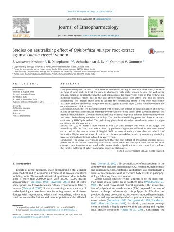 studies-on-neutralizing-effect-of-ophiorrhiza-mungos-root-extract-against-daboia-russelii-venom