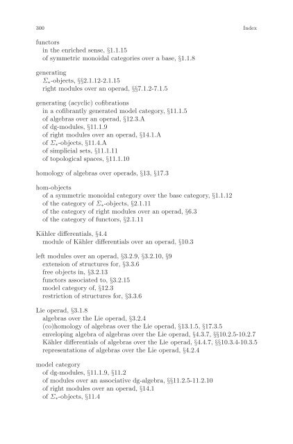 Symmetric Monoidal Categories for Operads - Index of