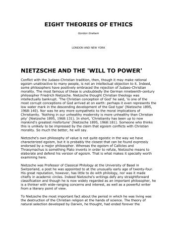 eight theories of ethics nietzsche and the 'will to power' - jessbcuzz