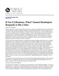If Not Civilizations, What? Samuel Huntington Responds ... - jessbcuzz