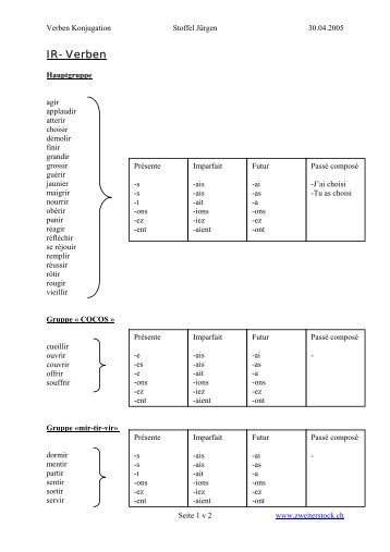 IR- Verben - zweiterstock.ch