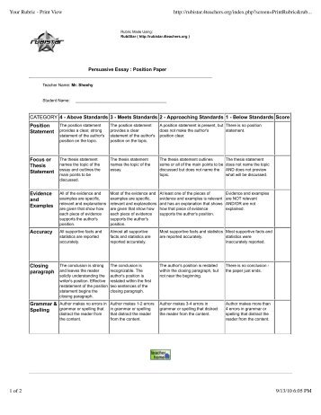 2011 US 2 - Persuasive Essay Rubric.pdf - Union City High School