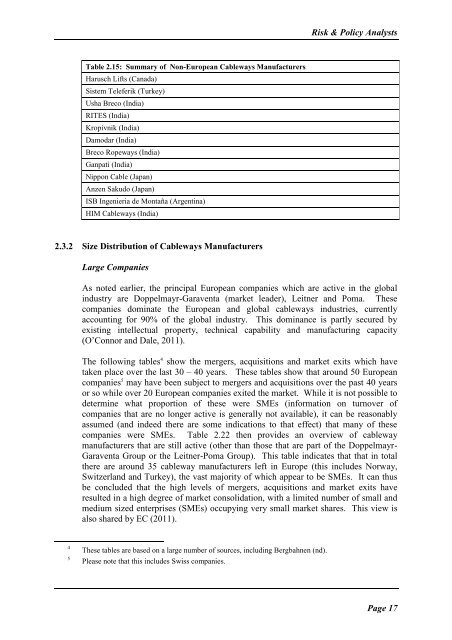 Cableways Impact Assessment Study - Final Report - saferail.nl