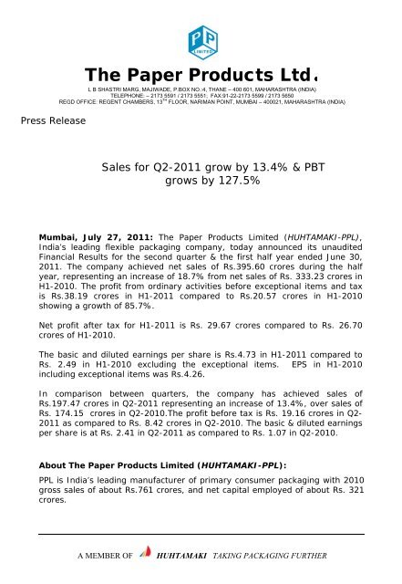 Press Release - July 2011 - ppl