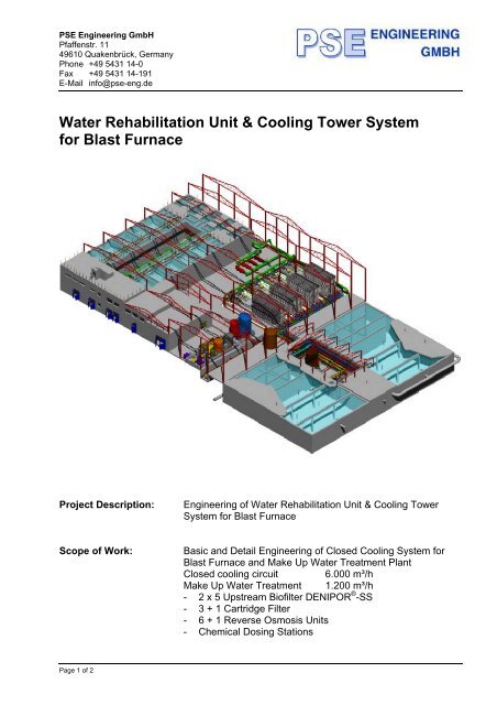 Water Rehabilitation Unit Cooling Tower System For Blast Furnace