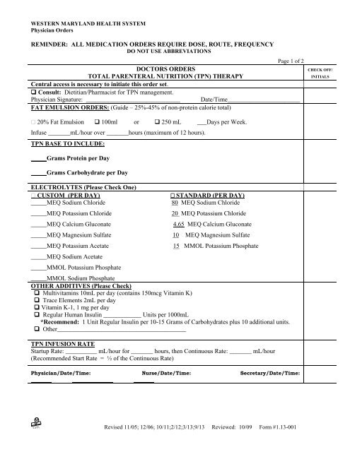 total parenteral nutrition label