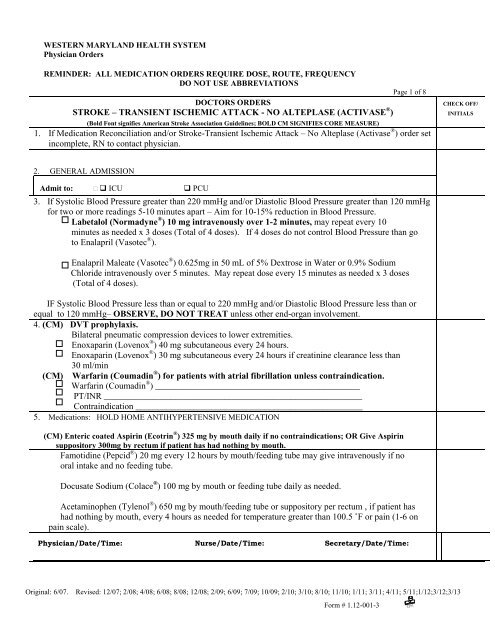 Activase Dosing Chart