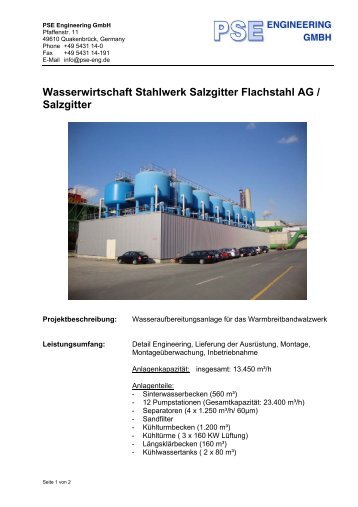 Wasserwirtschaft Stahlwerk Salzgitter Flachstahl AG / Salzgitter