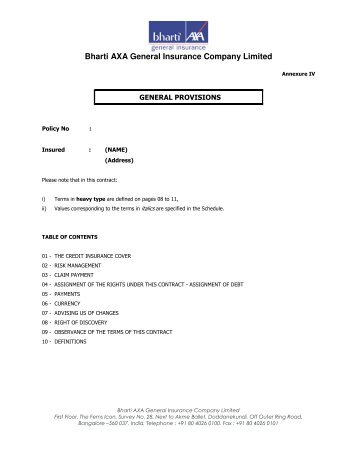 Bharti AXA General Insurance Company Limited - IRDA