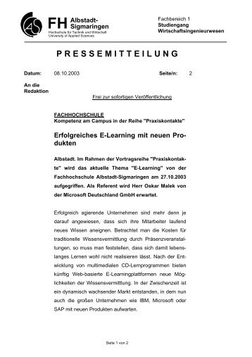 E-Learning - Hochschule Albstadt-Sigmaringen