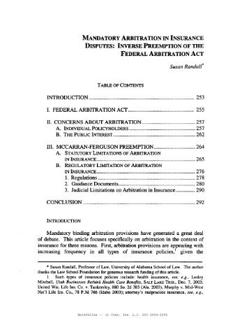 HeinOnline -- 11 Conn. Ins. L.J. 253 2004-2005