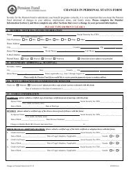 CHANGES IN PERSONAL STATUS FORM - Pension Fund