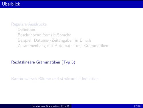 Reguläre Ausdrücke und rechtslineare Grammatiken - Grundbegriffe ...