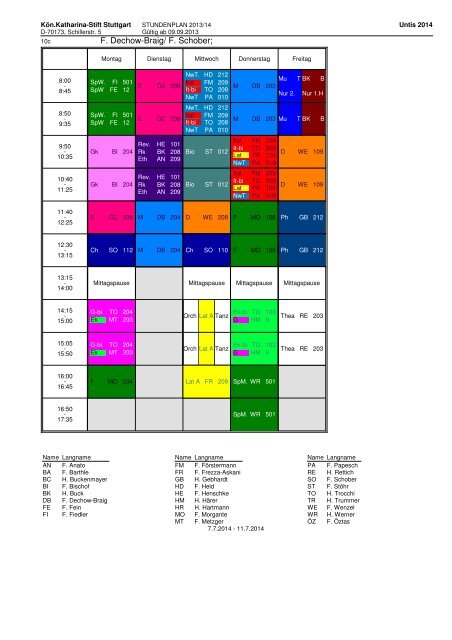 Stundenplan 2013_14 Klassen